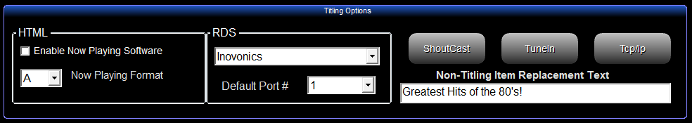 4. Titling 
Options Area