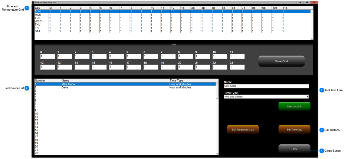 Time and Temperature Setup