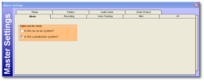 Master Settings - Mode