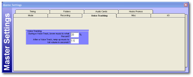 Master Settings - Voicetracking