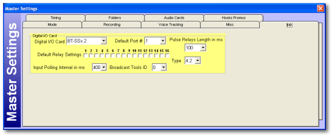 Master Settings - Digital IO