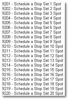 9200 Stop Set Place Holders