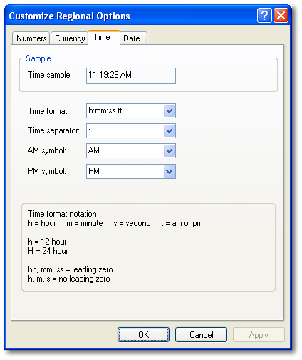 Customize Regional Time Options