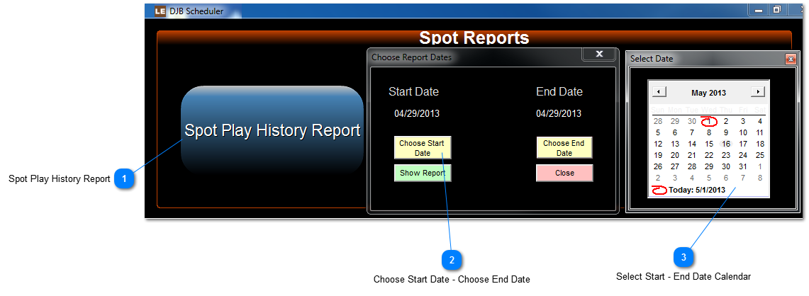 Choose Spot Report Dates