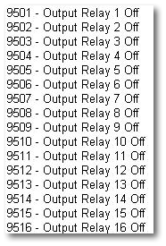 9500 Output Relay Off Commands