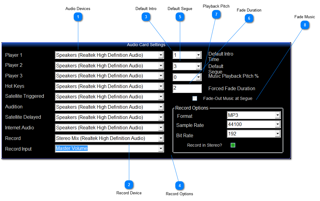 Audio Card Settings