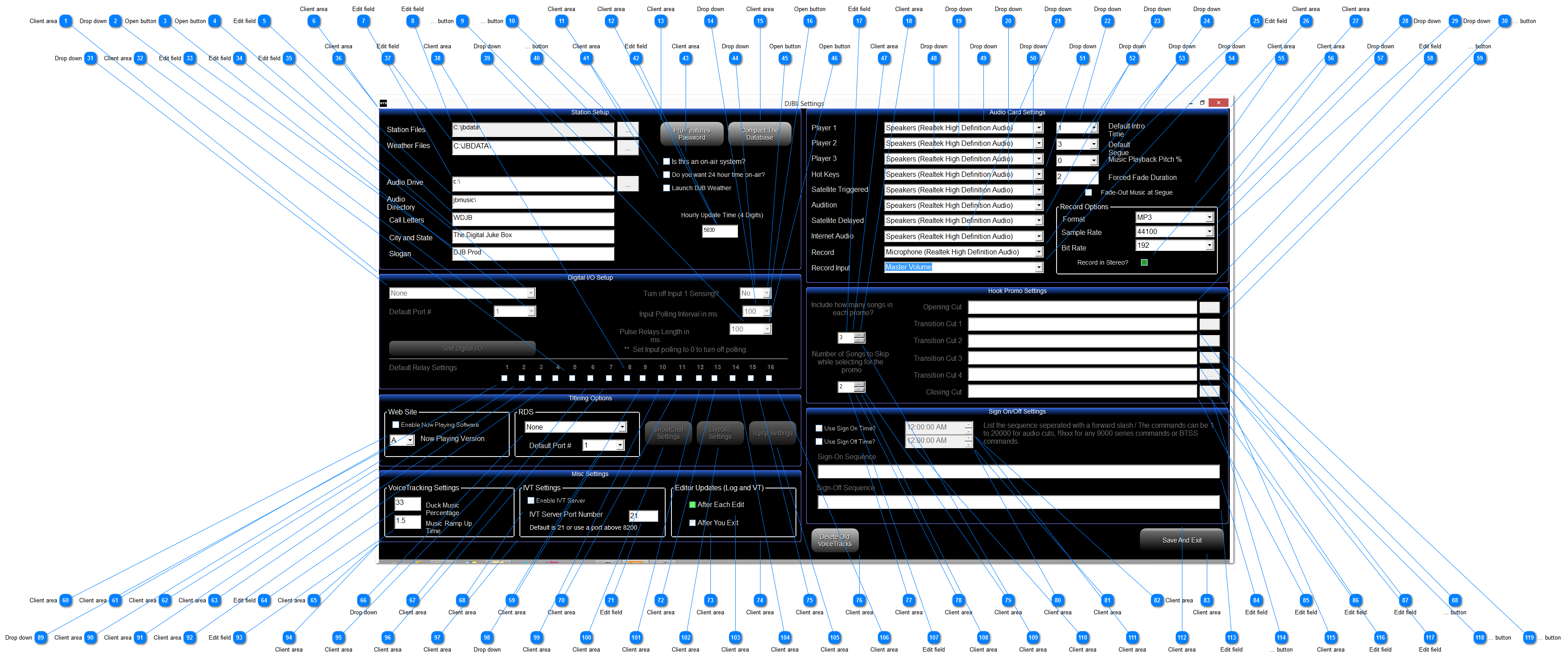 DJBII Settings window