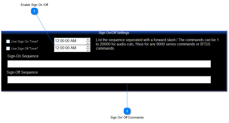 Sign On/Off Settings