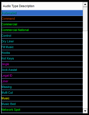 1. Audio Type List