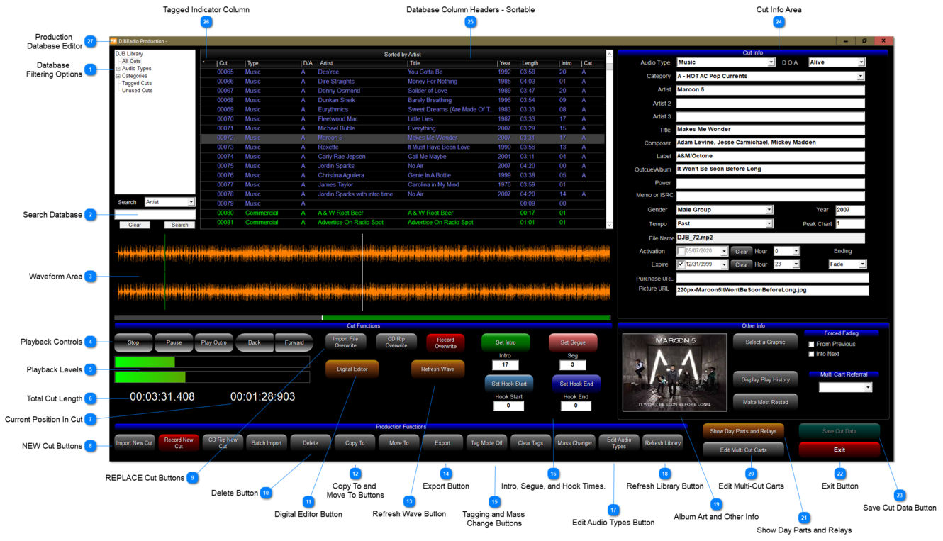 DJB Radio Production window