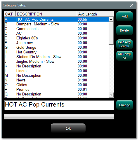 Edit Categories