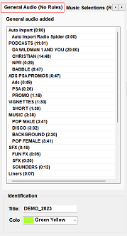 1. Playlist to be Programmed 
     with (3) User Options