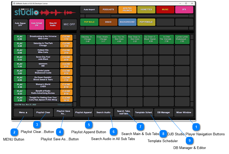 DJB Studio Player Navigation Buttons Annotated Info