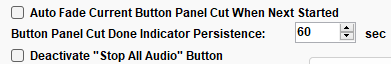 1. Auto Fade Settings; Next Item Starts, Stop All Audio