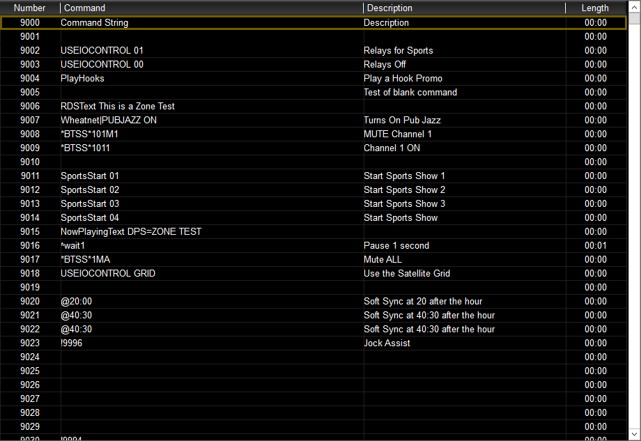 1. Command List